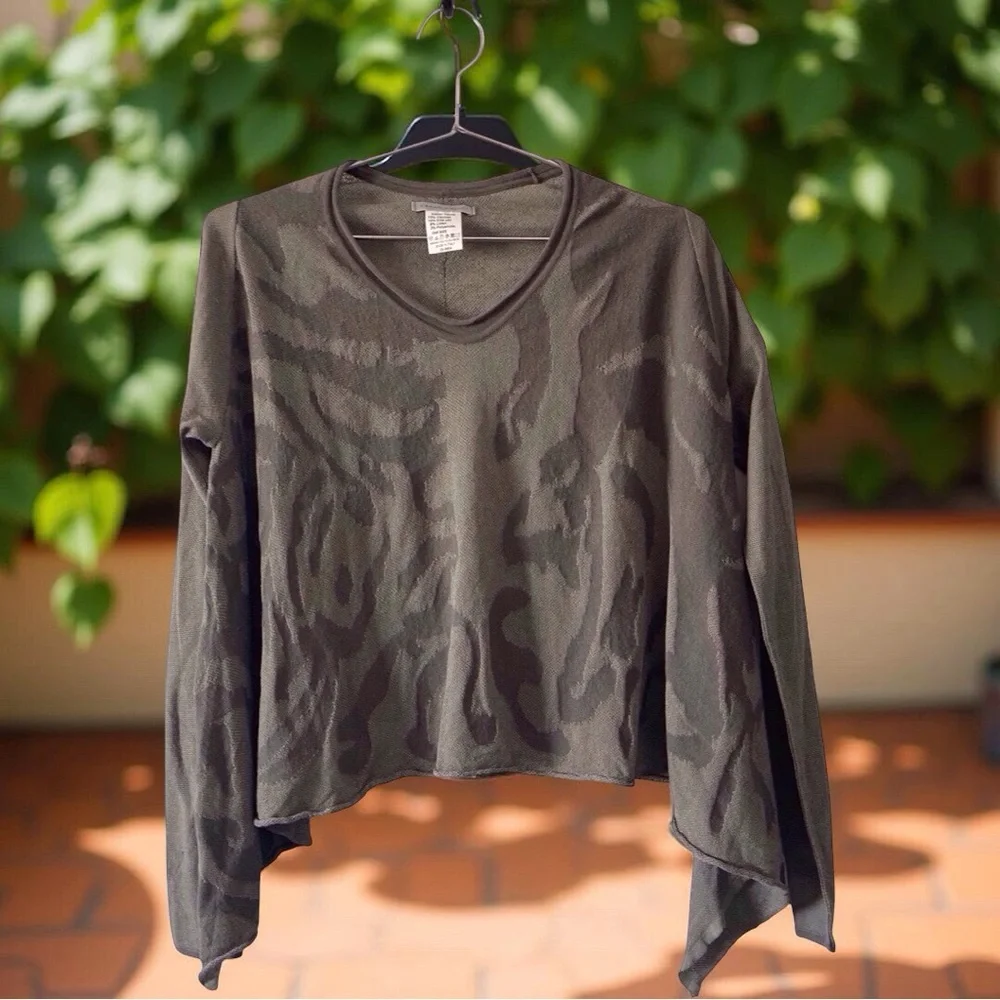 Sarah Pacini Italy Knit Top OS Olive Green Lagenlook Asymmetrical Designer - Picture 10 of 11